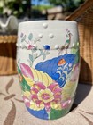 Mid-century Vintage Tobacco Leaf Chinoiserie Pattern Ceramic Garden Stool