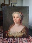 Antique 18th To 19th Century Oil Painting Portrait Of A French Lady In Gold