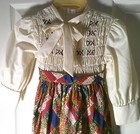 Vintage 1970s Girls Polly Flinders Smocked Dress Patchwork Print Floor Length S4