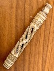 Vintage Carved Cow Bone Needle Case   Screw-in Tool   Handcrafted Sewing Etui