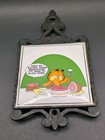 Vintage 1978 Garfield Funny Trivet Kitchen Decor Porcelain   Light Cast Iron 