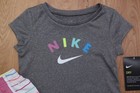 New Nike Infant Baby Girl 2 Piece Top   Shorts Set Gray multi Dri-fit  12 Months