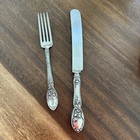 Rare Brides Bouquet 1908 Alvin Fine Silver Knife   Fork  999 Silver