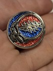 Grateful Dead Steal Your Face Stealie Raised Silver Tone  Red   Blue 1  Pin