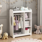 Kids Dress Up Storage With Mirror And Hooks  Wooden Dress Up Clothes Rack White