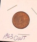 1863 Cwt Civil War Token Lady Liberty Army   Navy - Nice Even Color No Dmg  