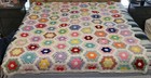 Beautiful Old Grandma s Flower Garden Quilt 69x85 Feed Sack Hand Stitched