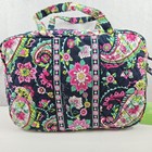 Nwt Vera Bradley Petal Paisley Grand Cosmetic Makeup Bag Pink Green Navy 11x8x4