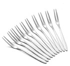 12-piece Stainless Steel Mini Forks Set     2-prong Fruit   Appetizer Dessert Fork