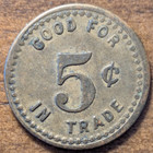 Woostock  Illinois Il C  W  Ritt Saloon General Store Good For 5   Trade Token