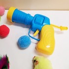 Cat Toys Ball Launcher Gun   Plush Balls Plastic Springs Fuzzy Mice Kitten Gift