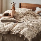 100  Cotton Brown Duvet Cover Full Size  4 Piece Vintage Floral Duvet Cover 