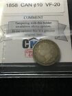 1858  Coin Mart Graded Canadian     10  Cent    vf-20  