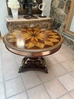 Antique Maitland Smith Spiro  Center Hall Round Wood Metal Legs Table