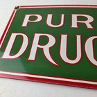 Vintage Pure Drugs Porcelain Sign - General Store Country Pharmacy Apothecary