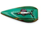 Vintage 1940s Teardrop Elgin American Compact W  Enamel Marlin Fish Betty