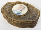 Antique French Louis Xvi Miniature Portrait Painting Bronze Ormolu Box Casket