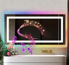 Overlength Rectangle Rgb Led Bathroom Mirror W  Bluetooth Speaker Vanity Mirror