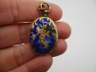 14k Gold Mourning Locket   Cobalt Blue Enamel Floral W Hair Inside   Antique