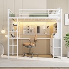 Twin Size Loft Bed With Desk And 4 Storage Drawers  Metal Kids Loft Bedw ladder