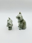 Lot 2 Pair Vintage Otagiri Porcelain Ceramic Kitty Cat Gray Tan Figurines Japan