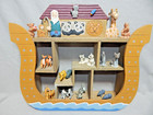 Noah s Ark Wooden Set Hanging Shelf With Animals 14 X 12 X 3 Nursery