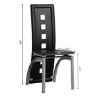 4pcs Dining Chairs - High Back Square Cutout Design  Chrome Legs   Pu Leather