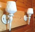 Vtg 1950-70 s Mcm Hollywood Regency Indoor Wall Sconce Set2 Torch Light Fixtures