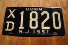 1951 New Jersey Comm Truck License Plate   1820  -  Prison Made