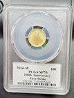 2016-w 100th Anniv   mercury Dime  Gold 1st Strike - Sp-70 - Pcgs