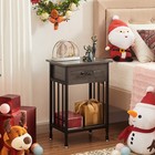 Vecelo Nightstands  Industrial Side end Tables With Drawer And Storage Shelf    