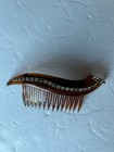 Vintage Faux Tortoise Shell With Rhinestone Details   Gold Tone Metal Hair Combs