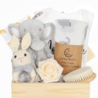 Baby Gift Set For Newborn  Baby Shower Gifts  Elephant Bunny Gift Set White