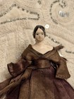Antique 4    Grodnertal Wooden Lady Doll C1830 Original Silk Dress Early 19th C