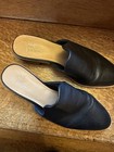 Women s Crown Vintage 7 5 Black Leather Slides Mules Shoes