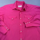 H Bar C California Ranchwear Pink Western Snap Button Shirt Men s 17 35 Mint