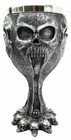 Metallic Silent Screaming Distorted Skull Face Tall Wine Drink Goblet Chalice