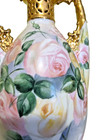 Antique Hand Painted Porcelain Lidded Urn Vase Roses Heavy Gold Marie Coyle 1915