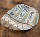 Sascha Brastoff Pottery Mcm Abstract Ashtray Green Blue California 6 5  X 5 25 