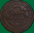 1835 Classic Head Half Cent Very Fine Vf Coin  Rim Damage  35456