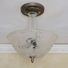 222c Vintage 50s Ceiling Light Fixture Glass Shade Lamp Western Cowboy Farmhouse