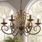 French Country Chandeliers 6 Lights Candle Wrought Iron Bronze 6 Lights