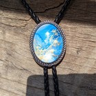 Blue Wave Stone Bolo Tie  Silver-plated Western Cowboy Necktie