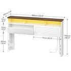 Queen Headboard With Flip-down Hidden Storage Charging Station Led Lights