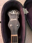Vintage Howard 4 String Tenor Banjo W  Grover Tuners   Hard Case Ornamental Back