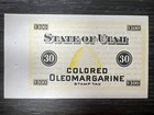 U s  Revenue  ut-ol1  Ol18  State Of Utah Oleomargarine Tax Stamp   m h  3f468