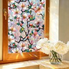 Stained Glass Window Privacy Film  Uv 17 5  X 78 7  Removable Light Pink Flower