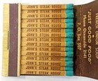 Vintage John s Steak House Carlsbad-by-the-sea California Feature Matchbook Full