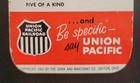 Vintage Poker Hand Card - Union Pacific Railroad - 1947 - 2 5 X 3 5 Inches