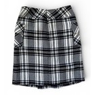 80 s 90 s Vintage Renfrew Black White Houndstooth Plaid Pleated Wool Mini Skirt
